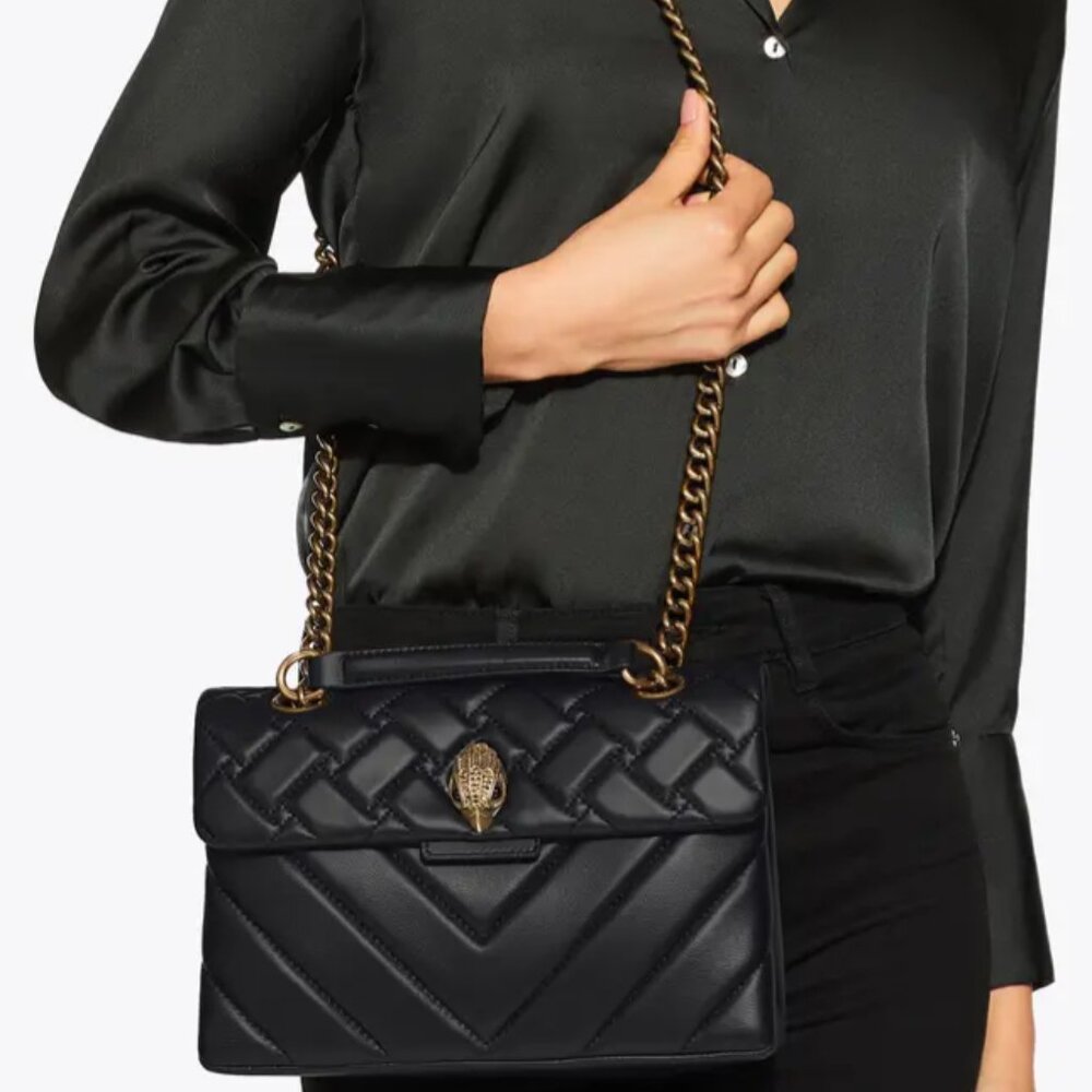 Kurt Geiger London LEATHER KENSINGTON BAG in Black
